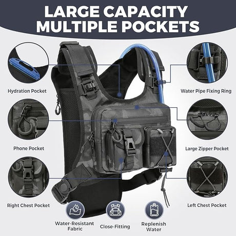 USA Original Patent Running Hydration Vest Backpack, Lightweight Chest Pack with 2.0L Water Bladder Bag Daypack for Hiking Running Cycling Race Marathon for Women Men