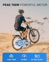 Electric Bike for Adults,26" E-Bike with 700W Peak Motor 21-Speed,Up to 50 Miles Removable Battery,Front Fork Suspension Dual Disc Brakes,Ebikes for Adults Commute Mountain All Terrain