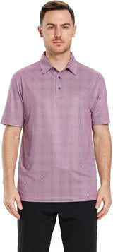 Men's Golf Polo Shirts Short Sleeve Striped Performance Moisture Wicking Dry Fit Golf Shirts for Men