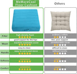 MeMoreCool Square Floor Pillow Seating for Adults Kids, Large Meditation Cushion Floor Pillow with Thick Foam & Soft Tufted Cover, Washable Big Pillow Seat Floor Cushion for Sitting Yoga 24" Blue