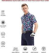 Men's Golf Polo Shirts Short Sleeve Striped Performance Moisture Wicking Dry Fit Golf Shirts for Men