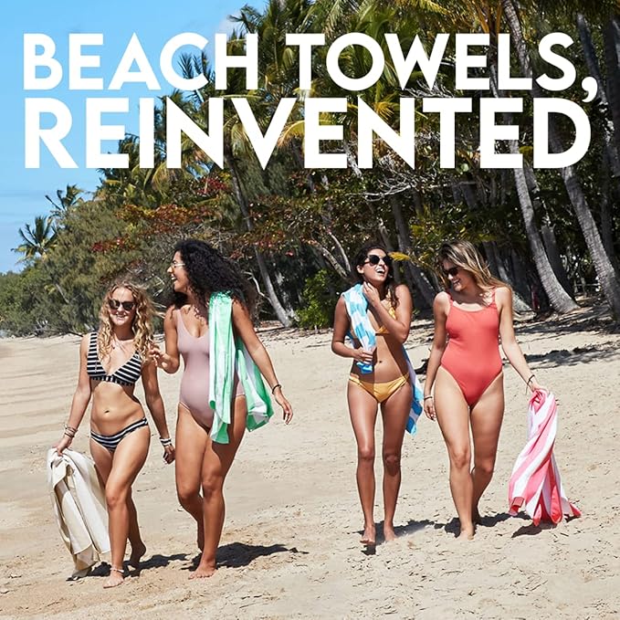 Dock & Bay Customized Beach Towel - Quick Dry, Sand Free - Compact, Lightweight - 100% Recycled - Includes Bag - Cabana Light - Malibu Pink- Large