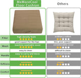 MeMoreCool Square Floor Pillow Seating for Adults Kids, Large Meditation Cushion Floor Pillow with Thick Foam & Soft Tufted Cover, Washable Big Pillow Seat Floor Cushion for Sitting Yoga 22" Coffee