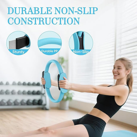 Home Pilates Kit for Women Pilates Equipment Ring and Ball Set Magic Circle Hoop with 5 Resistance Bands Compact Toning Fitness Essentials Starter Set Accessories