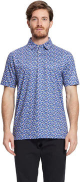 Men's Golf Polo Shirts Short Sleeve Striped Performance Moisture Wicking Dry Fit Golf Shirts for Men