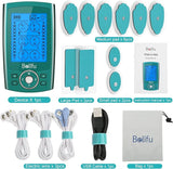Belifu Dual Channel TENS EMS Unit 24 Modes Muscle Stimulator for Pain Relief Therapy, Electronic Pulse Massager Muscle Massager with 10 Pads, Dust-Proof Drawstring Storage Bag, Fastening Cable Ties