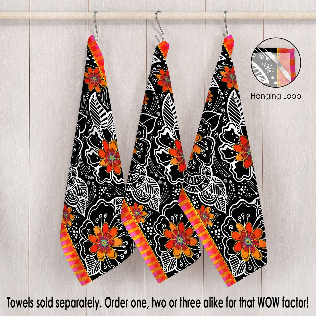 Laurel Burch Orange Blossoms Cotton Tea Towel – Flat Weave, Absorbent