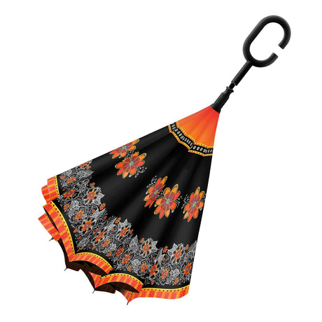 Laurel Burch Orange Blossoms Reverse Inverted Umbrella – Windproof - Earlier Design