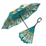 Laurel Burch Sky Mares Reverse Inverted Umbrella – Hands-Free, Windproof - Earlier Design