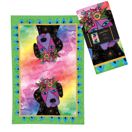 Laurel Burch Violet Cotton Tea Towel – Flat Weave, Absorbent