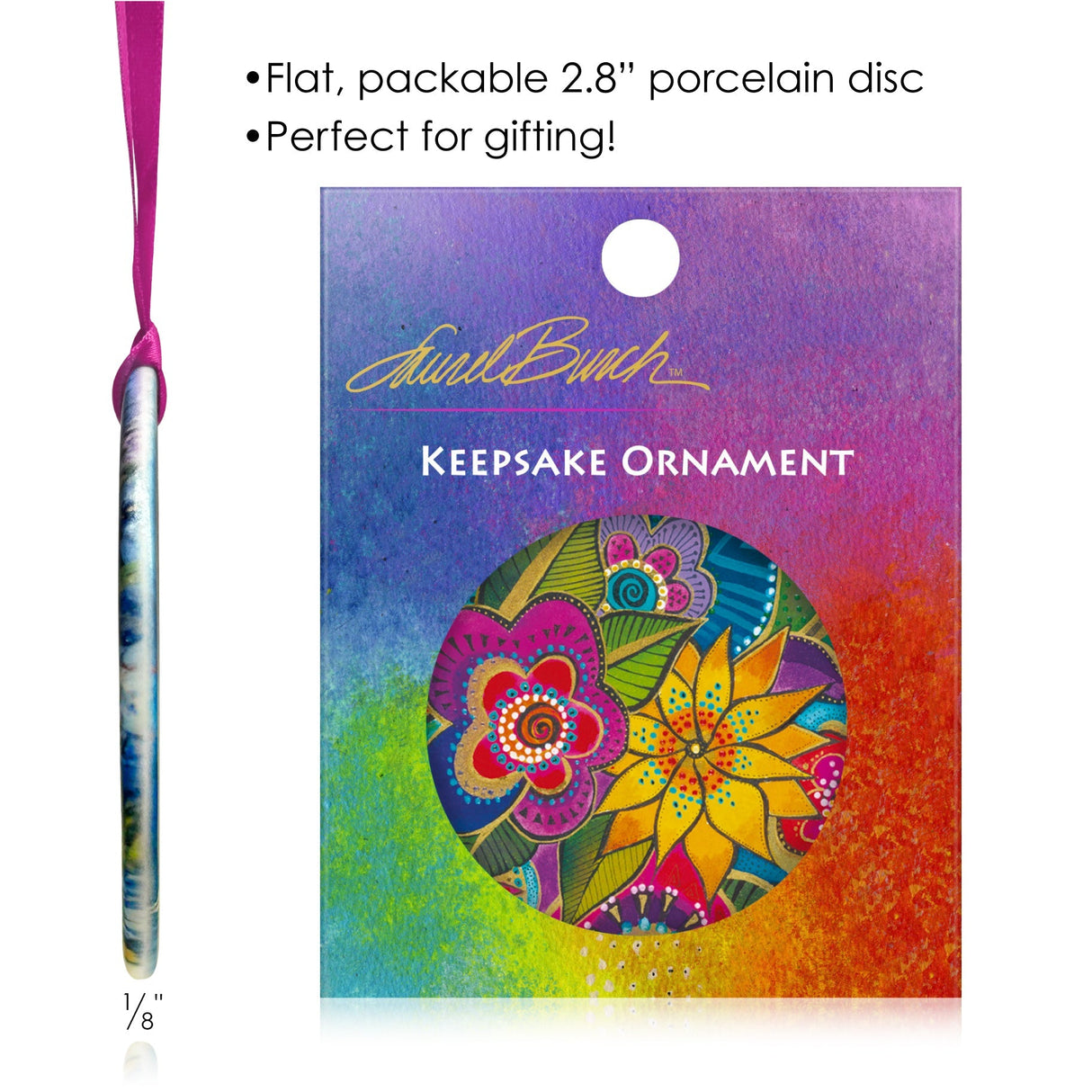 Laurel Burch Carlotta Garden Porcelain Keepsake Ornament – Flat Ceramic, Gift-Ready