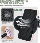 HiRui Arm Bag & Wrist Bag Phone Holder, Sports Running Armband for Gym, Cycling & Workout, Compatible with iPhone 16/15/14 Series, Samsung Galaxy & More, Reflective, Adjustable, Secure Fit (Pink)