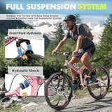 26 Inch Folding Mountain Bike, 21 Speed Full Suspension Bicycle with High-Carbon Steel, Dual Disc Brake Non-Slip Quick Release tire Folding Bicycle for Adults/Men/Women