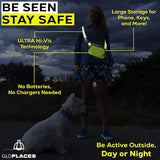 Reflective Belt Bag Night Sash for Night Safety - High Visibility Hip Bag Waist Pack with Large Storage Pouch - Adjustable Night Fanny Pack for Dog Walking, Hiking, Biking