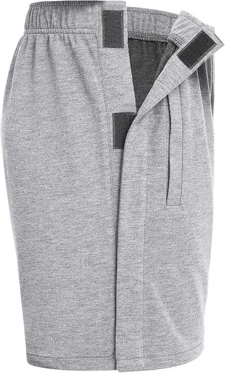 Deyeek Unisex Tear Away Shorts Snap On Athletic Cotton Shorts Post Knee Surgery Recovery Hip Replacement Pants with Pockets