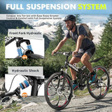 26 Inch Folding Mountain Bike, 21 Speed Full Suspension Bicycle with High-Carbon Steel, Dual Disc Brake Non-Slip Quick Release tire Folding Bicycle for Adults/Men/Women