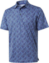 Men's Golf Polo Shirts Short Sleeve Striped Performance Moisture Wicking Dry Fit Golf Shirts for Men