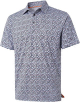 Men's Golf Polo Shirts Short Sleeve Striped Performance Moisture Wicking Dry Fit Golf Shirts for Men