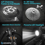 HOVERFLY OUREA 26" Electric Bike for Adults, 750W Peak Motor Mountain Ebike, 20MPH Up to 40 Miles, UL2849 Certified, 7-Speed, Removable Battery, Shock Absorber, Fat Tire Commuter E-Bike