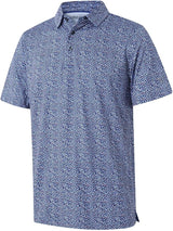 Men's Golf Polo Shirts Short Sleeve Striped Performance Moisture Wicking Dry Fit Golf Shirts for Men