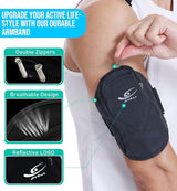 HiRui Universal Comfort Armband Phone Holder Running Armband Adjustable Wristband Phone Holder for Exercise Workout Compatible with iPhone 16/15/14/13/Plus/Pro Samsung Galaxy All Phones (Black)