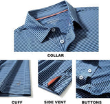 Mens Golf Shirt Moisture Wicking Dry Fit Performance Sport Short Sleeve Striped Golf Polo Shirts for Men