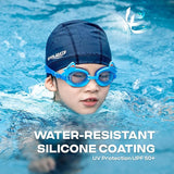 COOLMATE Fabric Swim Cap for Adult Women Men Kid 3 4 6 8 14 16, Silicone Water Resistant Layer, Cloth Swim Cap Gifts for Swimmers, Lightweight for Pool, Lap Swimming (1 pc)