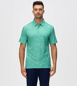 Esabel.C Jacquard Golf Shirts for Men Moisture Wicking Short Sleeve Performance Dry Fit Active Mens Polo Shirts