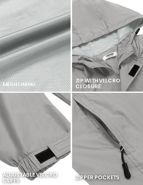 COOFANDY Men's Rain Jacket Waterproof With Hood Lightweight Packable Shell Raincoat Windbreaker For Cycling Golf Travel