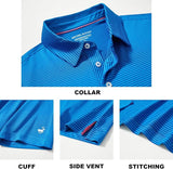 Mens Golf Shirt Moisture Wicking Dry Fit Performance Sport Short Sleeve Striped Golf Polo Shirts for Men