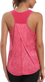 Aeuui Womens Workout Tops for Women Racerback Tank Tops Mesh Yoga Shirts Athletic Running Tank Tops Sleeveless Gym Clothes