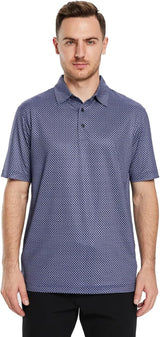 Men's Golf Polo Shirts Short Sleeve Striped Performance Moisture Wicking Dry Fit Golf Shirts for Men