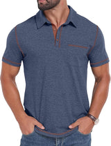 Sailwind Men's Short Sleeve Polo Shirts Casual Summer Classic Collared Golf Shirt with Pocket