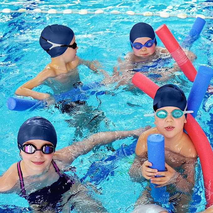 Syhood 6 Pieces Unisex Adult Silicone Swim Cap Waterproof Swimming Hat Non Slip Pool Hat Elastic Silicone Cap for Long and Short Hair