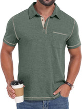 Sailwind Men's Short Sleeve Polo Shirts Casual Summer Classic Collared Golf Shirt with Pocket