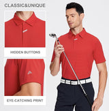 Esabel.C Jacquard Golf Shirts for Men Moisture Wicking Short Sleeve Performance Dry Fit Active Mens Polo Shirts