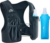 Running Vest for Women Men, USA Original Patent, Adjustable Chest Straps Running Hydration Vest with 500ml Soft Flask, Lightweight Reflective Hydration Backpack for Hiking Marathon