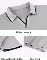 Esabel.C Jacquard Golf Shirts for Men Moisture Wicking Short Sleeve Performance Dry Fit Active Mens Polo Shirts
