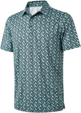 Men's Golf Polo Shirts Short Sleeve Striped Performance Moisture Wicking Dry Fit Golf Shirts for Men