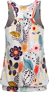 Miusey Womens Sleeveless Round Neck Loose Fit Racerback Yoga Tank Top