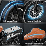 1500W Peak Motor Electric Bike for Adults Up to 80 Miles 30MPH Dirt Ebike 20" x 4 Fat Tire 48V 20Ah Removable Battery Mountain E Bike Commuter Full Suspension Bicycles for Men Women