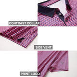 Men's Golf Polo Shirts Short Sleeve Striped Performance Moisture Wicking Dry Fit Golf Shirts for Men