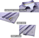 Men's Golf Polo Shirts Short Sleeve Striped Performance Moisture Wicking Dry Fit Golf Shirts for Men