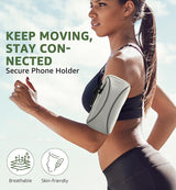 HiRui Arm Bag & Wrist Bag Phone Holder, Sports Running Armband for Gym, Cycling & Workout, Compatible with iPhone 16/15/14 Series, Samsung Galaxy & More, Reflective, Adjustable, Secure Fit (Gray)