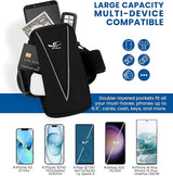 HiRui Cell Phone Holder Arm Bag & Wrist Bag for Phone, Sports Running Armband for Gym & Cycling, Compatible with iPhone 16/16Pro/Plus/15/14 Samsung Galaxy All Phones, Reflective & Adjustable (Black)