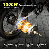Foldable Electric Bike for Adults, 30+MPH, 48V 20Ah Removable Lithium Battery up to 80Miles, 20" Fat Tire 1000W Peak Motor Dirt Ebike Adult Electric Bicycle for Commute Beach Mountain E Bike