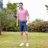 Mens Golf Shirt Moisture Wicking Dry Fit Performance Sport Short Sleeve Striped Golf Polo Shirts for Men