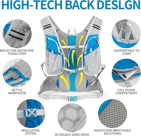 Hydration Pack Backpack, Lightweight Water Backpack with 2L Leakproof Hydration Bladder Daypack for Men Women,Running Hydration Vest for Outdoor Trail