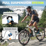 26 Inch Folding Mountain Bike, 21 Speed Full Suspension Bicycle with High-Carbon Steel, Dual Disc Brake Non-Slip Quick Release tire Folding Bicycle for Adults/Men/Women