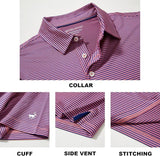Mens Golf Shirt Moisture Wicking Dry Fit Performance Sport Short Sleeve Striped Golf Polo Shirts for Men